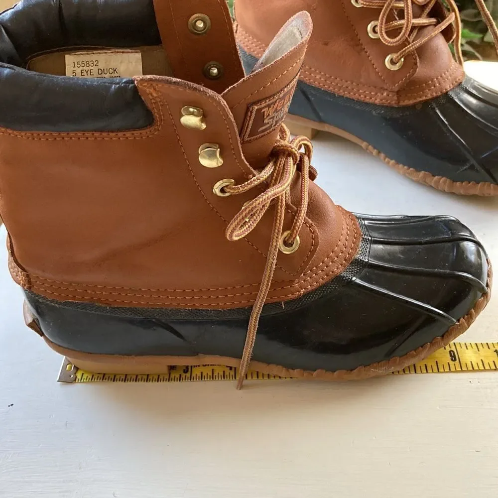 Weather Spirits Leather Five Eye Lace Up Steel Shank Winter Duck Boots Size 6